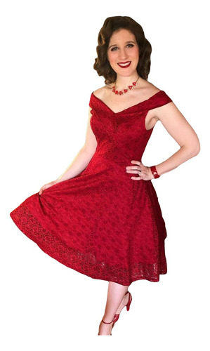 Vestido Mujer Elegante Encaje Cuello En V Off Shoulder