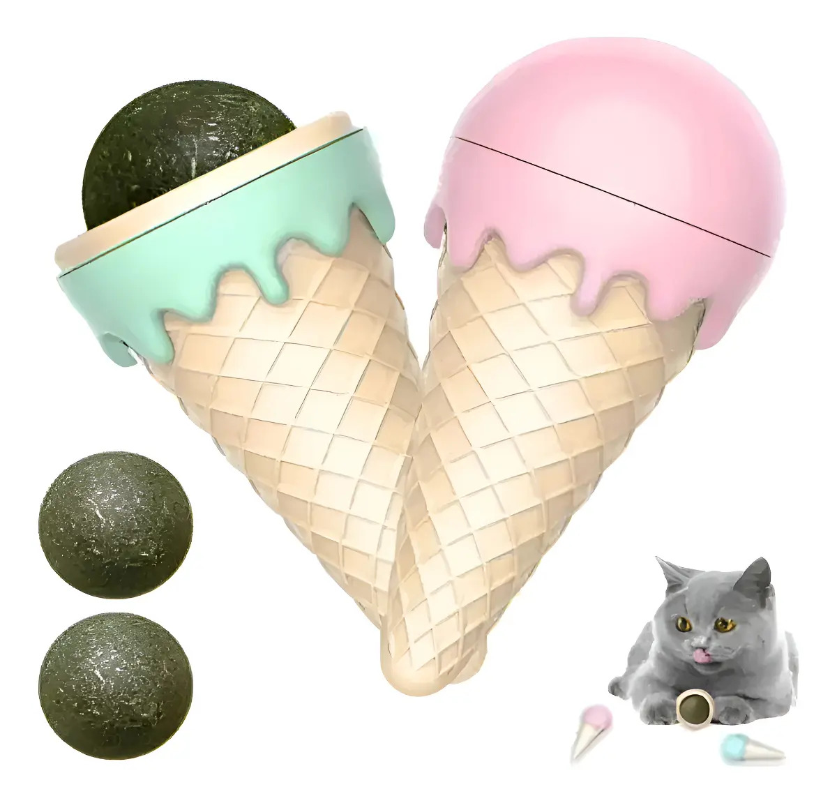 Pelota Interactiva CRAB Catnip Ball Juguete Gatos Plástico Hierba Gatera Helado