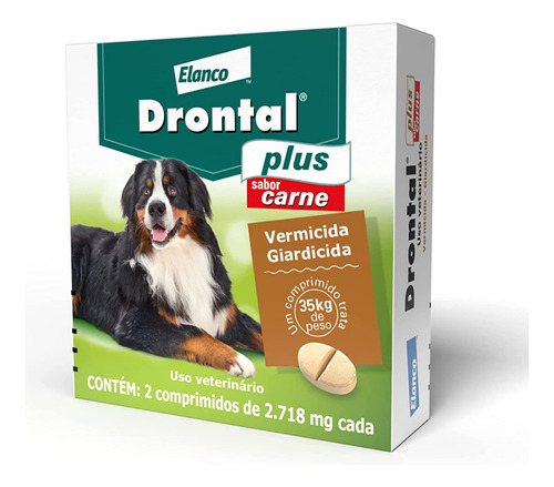 Vermífugo Drontal Plus Sabor Carne Cães De 35 Kg 2 Comp