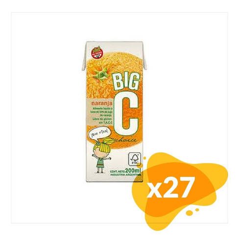 Jugo Big C 200ml Pack X27 Sabor Naranja Suchina Sa