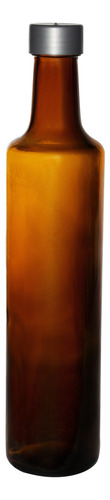 Botella Vidrio Aceite 250 Cc Redonda Ambar Tapa Inserto X 12