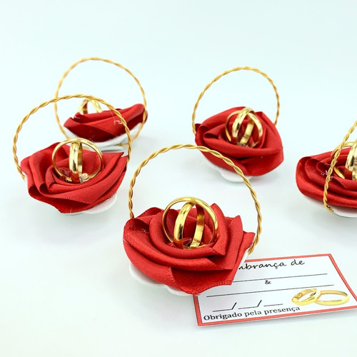 Lembrancinha Casamento Cestinha Com Aliancinhas - Com 50 Pçs