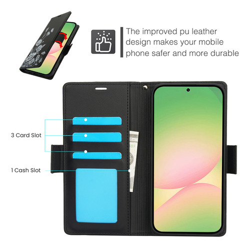 Funda De Piel Tipo Cartera Con Tapa Para Samsung Galaxy A56 A36 A26 A16 A06