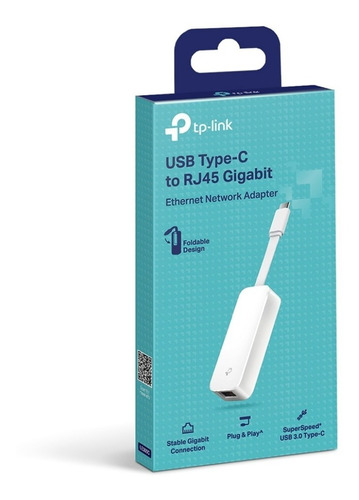 Convertidor Usb Tipo C A Red Rj45 Gigabit Tp-link Ue300c Color Blanco