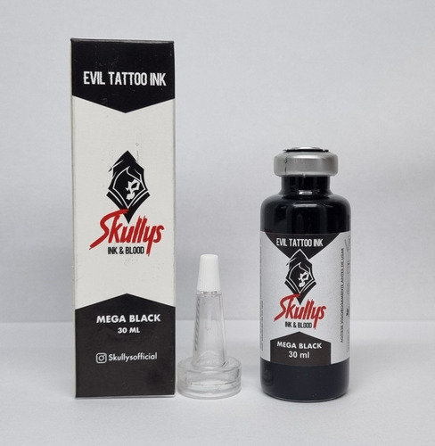 Imagen 1 de 3 de Tinta De Tatuajes Skully's Mega Black / 30ml X 3 Unidades