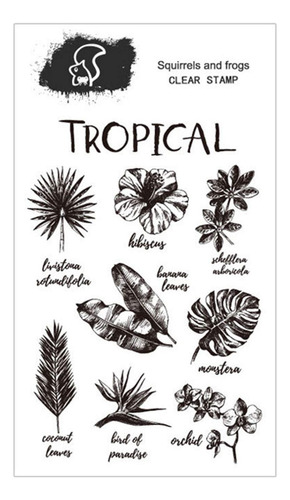 Hoja Tropical Floral Palma Sello Transparente Para Hacer