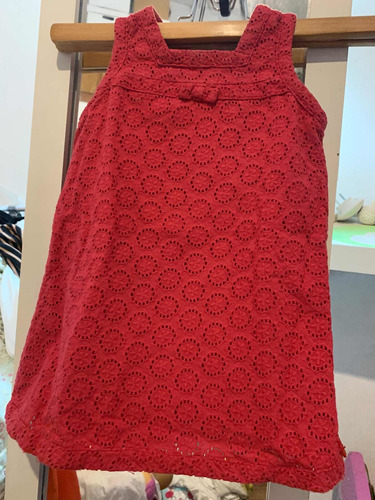 Vestido Broderi Rojo Minimimo Talle Xl (9 - 12 Meses)