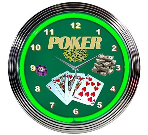 Neonetics Bar And Game Room Poker Reloj De Pared De Neón, 15