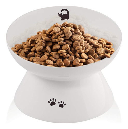 Immaculife Cuenco Elevado De Ceramica Para Gatos, Plato Incl