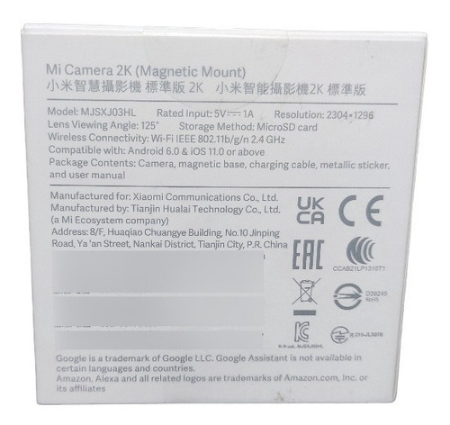 Imagen 3 de 3 de Cámara De Seguridad Xiaomi Mi 2k Montaje Magnético Wifi