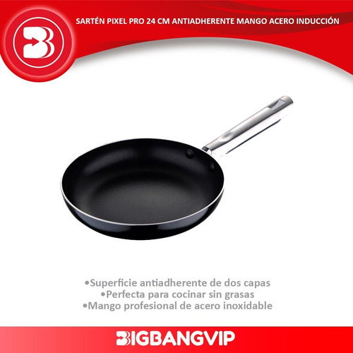 Imagen 2 de 6 de Sarten Pixel Pro 24 Cm Antiadherente Mango Acero Induccion