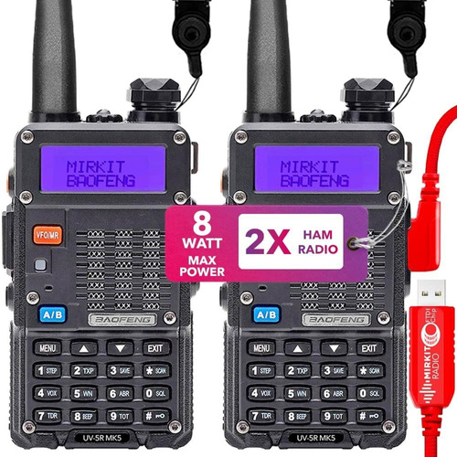 Mirkit 2 Radios De Jamón Baofeng Uv5r Mk5 De 8 W De Potencia