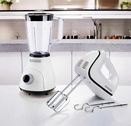 Combo Black & Decker Licuadora 2 Litros + Batidora De Mano Color Blanco