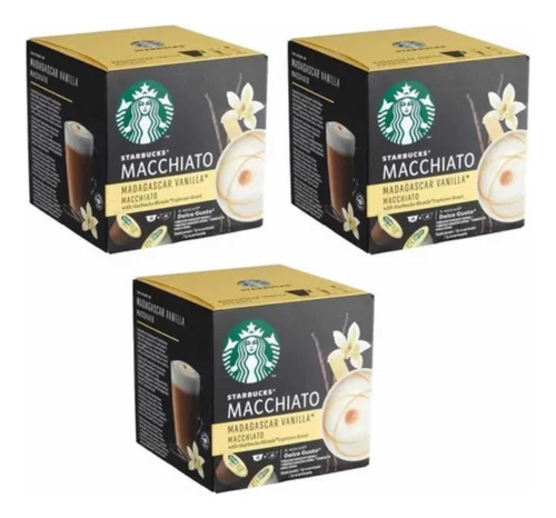 3 Cajas Nescafe Dolce Gusto Starbucks Vainilla Macchiato
