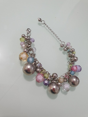 Linda Pulseira Feminina Ajustável Artesanato Pedra Colorida