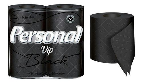 Papel Higiênico Black Personal Vip Com 4 Rolos De 20m X 10cm