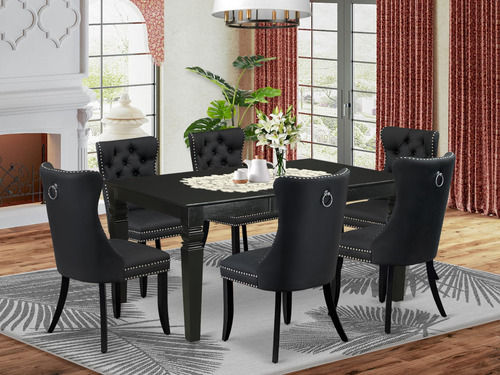 East West Furniture Weda7-blk-12 Juego De Comedor De 7