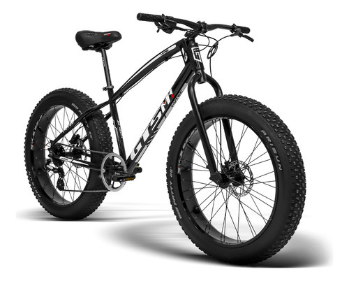 Bicicleta Aro 26 Freio Hidráulico Shimano Altus Big Fat Bike Cor Preto-Branco Tamanho do quadro 17