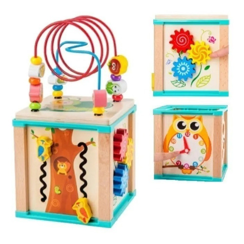 Imagen 4 de 10 de Juguete Cubo De Madera Puzzle Laberinto Didáctico Montessori