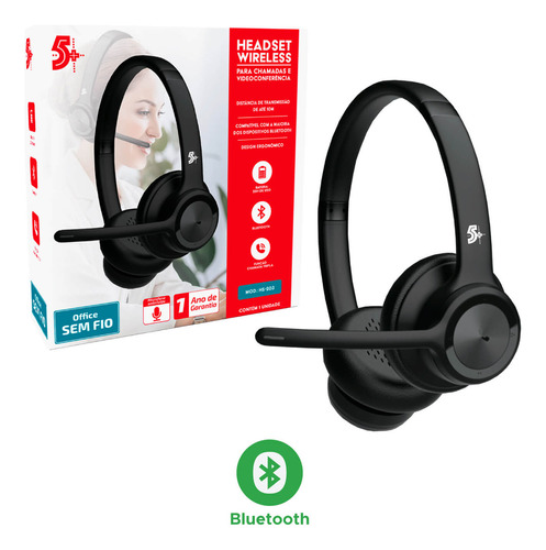 Fone Headset Home Office Sem Fio Bluetooth HS-203 - 5+