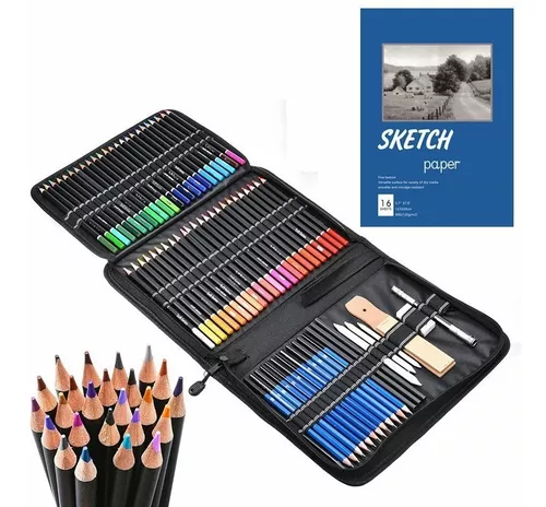 Kit de dibujo profesional de lápiz de dibujo, kit de dibujo prismacolor de  18 piezas, boceto, lápices de dibujo de grafito con borradores y sacapuntas  -  México