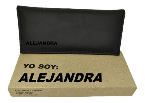 Cartera 100% Piel Dama Personalizada Alejandra En Caja