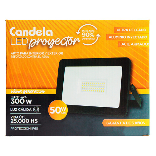 Imagen 2 de 3 de Reflector Proyector Aluminio Led 50w Luz Calida
