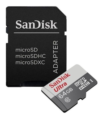 Imagen 1 de 8 de Tarjeta De Memoria 64gb Sandisk Ultra Con Adaptador Sd 64gb