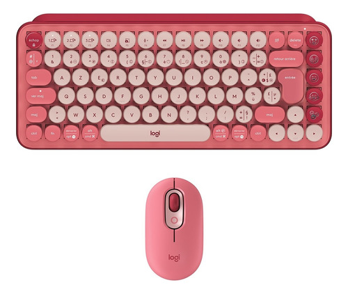 Teclado Logitech Pop Keys Mecanico Español + Pop Mouse Rosa