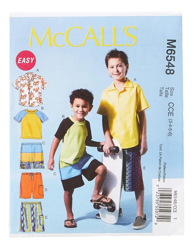 Mccall S Patrones M6548 Camisa Infantil Niño Top Y Pantalone