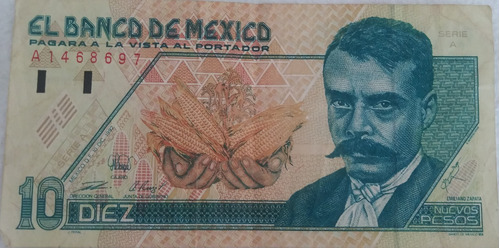 Billete De 10 Pesos. Emiliano Zapata