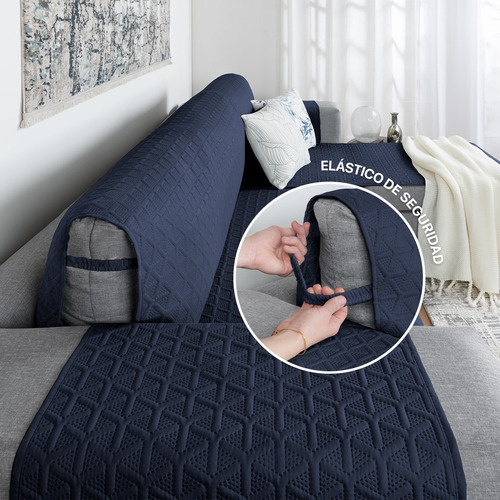 Funda Para Sofá En Forma De L Cubre Sillón Real Textil Azul