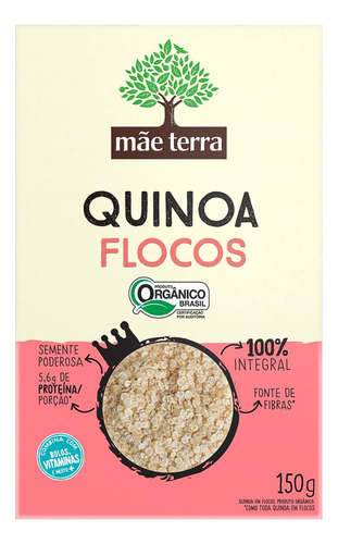 Quinoa em Flocos Integral Orgânica Mãe Terra Caixa 150g