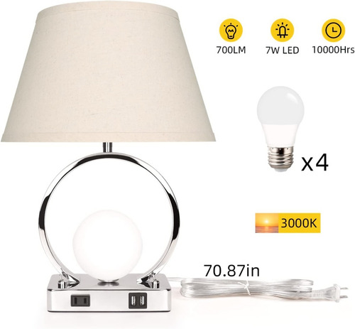 Lámpara Tipo Caperuza De Mesa Decorativa Alb
