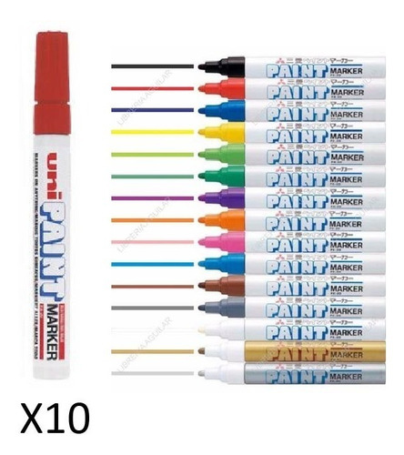 Marcadores Uni Paint Px 20 Cantidad X 10u Pintura Al Aceite