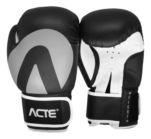 Luva De Boxe Muay Thai Acte Preta/cinza 14 Oz Pvc