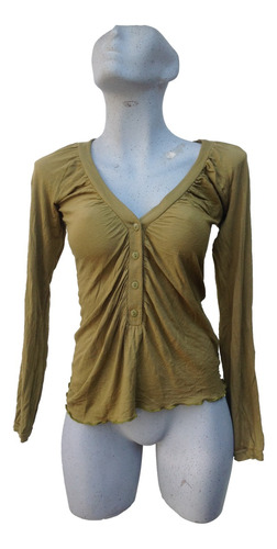 Blusa Para Mujer Manga Larga Con Botones Divided H&m Verde S