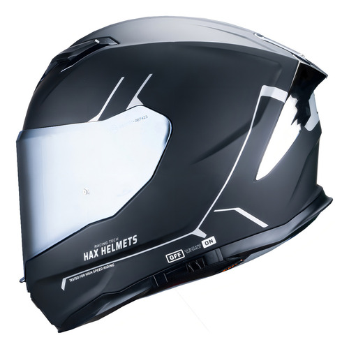 Capacete Hax Force Preto/Prata XL Fechado Prateado Tamanho XL Extra Grande
