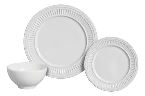 Kit Aparelho De Jantar Poppy 12 Peças Branco Scalla Cerâmica Branco