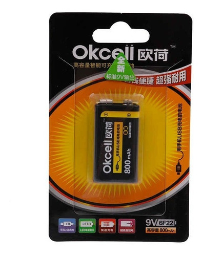 Okcell-batería Recargable De 9v, 800mah, Usb, Portátil