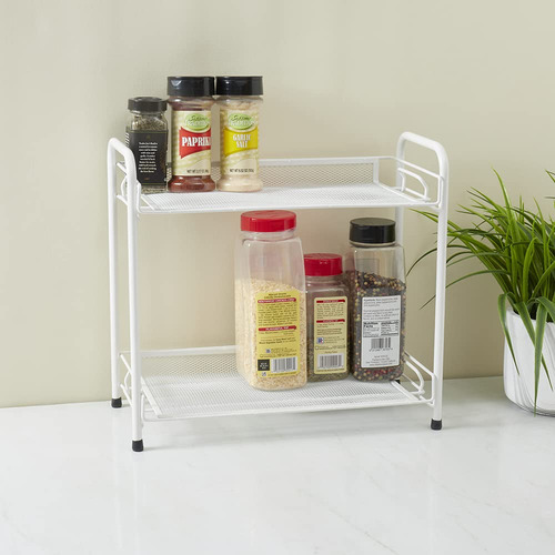 Estante Organizador 2 Niveles Cocina Baño Multiusos Metal Color Blanco