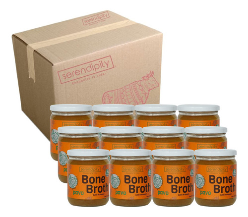 Caldo De Huesos Orgánico 12 Pzas Pavo Bone Broth Serendipity