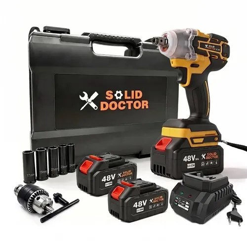 Chave de Impacto 48V Brushless 330Nm 3 em 1 Sem Fio com 2 Baterias e Soquetes 1/2"