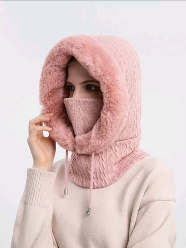 Sombrero Rosa Super Abrigado Lana Y Piel Invierno Kawaii Rosa Unitalla