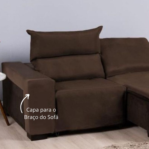 Presente De Natal Capa Sofá Retrátil 2 Lugares Elastex Nobre Cor 80cm - Tabaco Liso