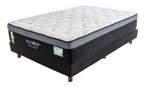 Box Spring Americana Restonic black pocket Individual de 190cmx100cm blanco con gris