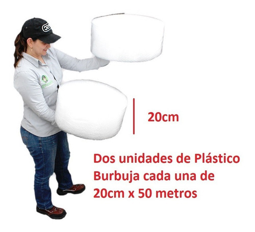 Imagen 2 de 7 de P Dos Rollos De Plástico Burbuja De 20cm X 50 Metros