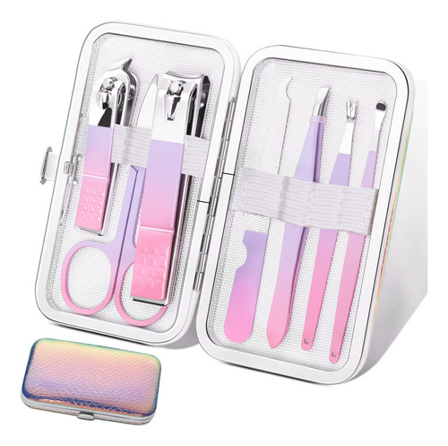 Set De Manicura Aceoce 8 En 1 De Acero Inoxidable Con Funda