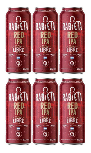 Cerveza Artesanal Rabieta Red Ipa 473 Ml X6 - Fullescabio