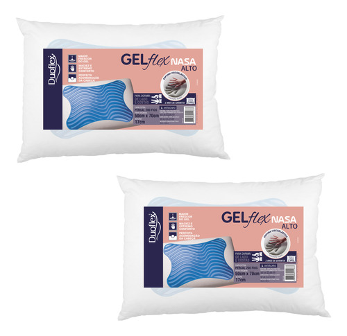 Kit De 2 Travesseiros Gelflex Nasa Alto 50x70x17cm